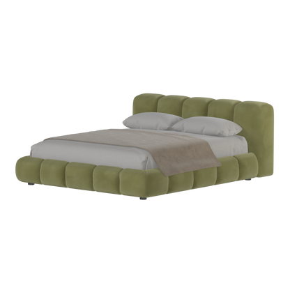 Fluffy Upholstered Bed Frame in Textured Bouclé