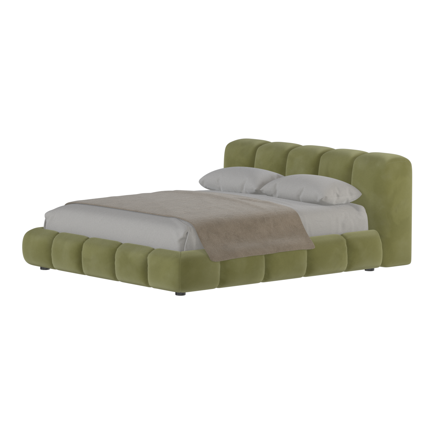 Fluffy Upholstered Bed Frame in Textured Bouclé