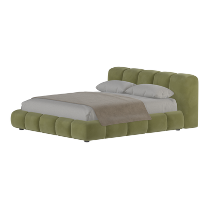 Fluffy Upholstered Bed Frame in Textured Bouclé