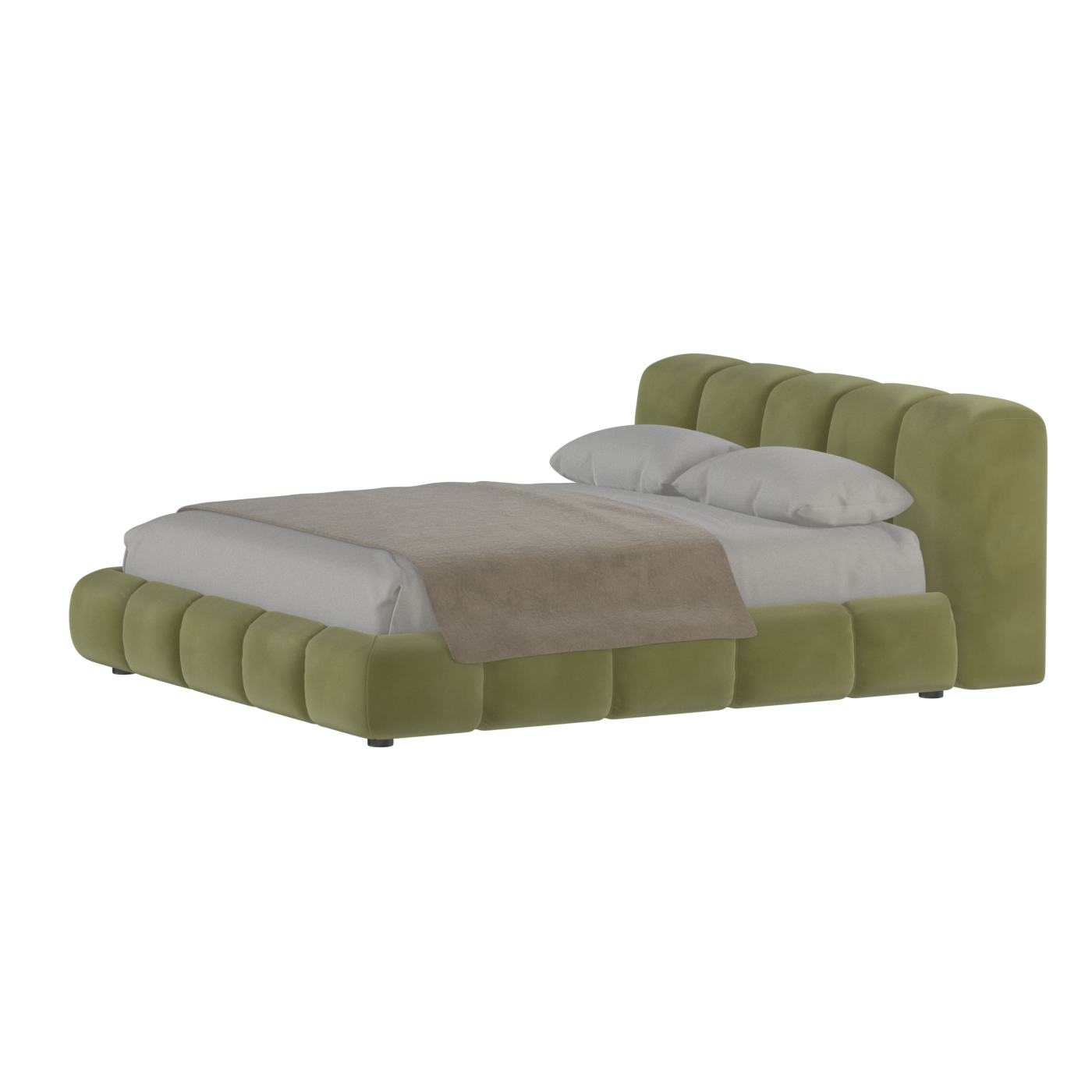 Fluffy Upholstered Bed Frame in Textured Bouclé