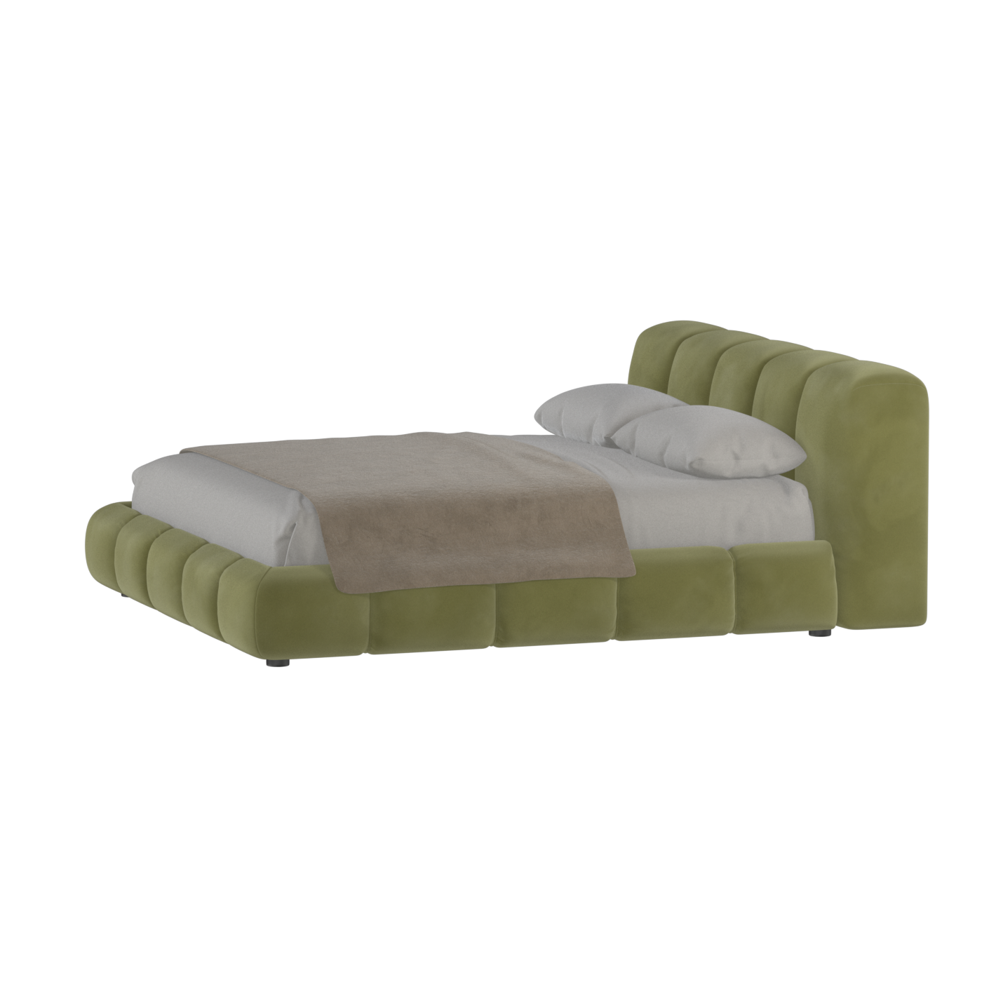 Fluffy Upholstered Bed Frame in Textured Bouclé