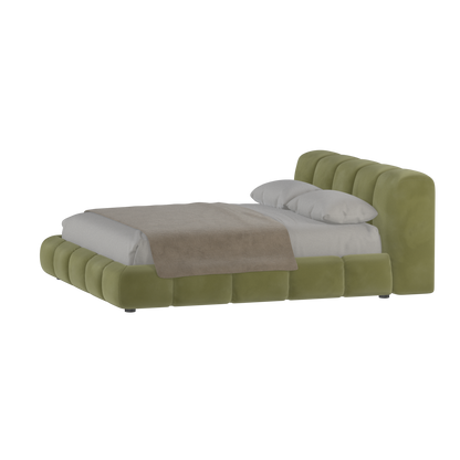 Fluffy Upholstered Bed Frame in Textured Bouclé