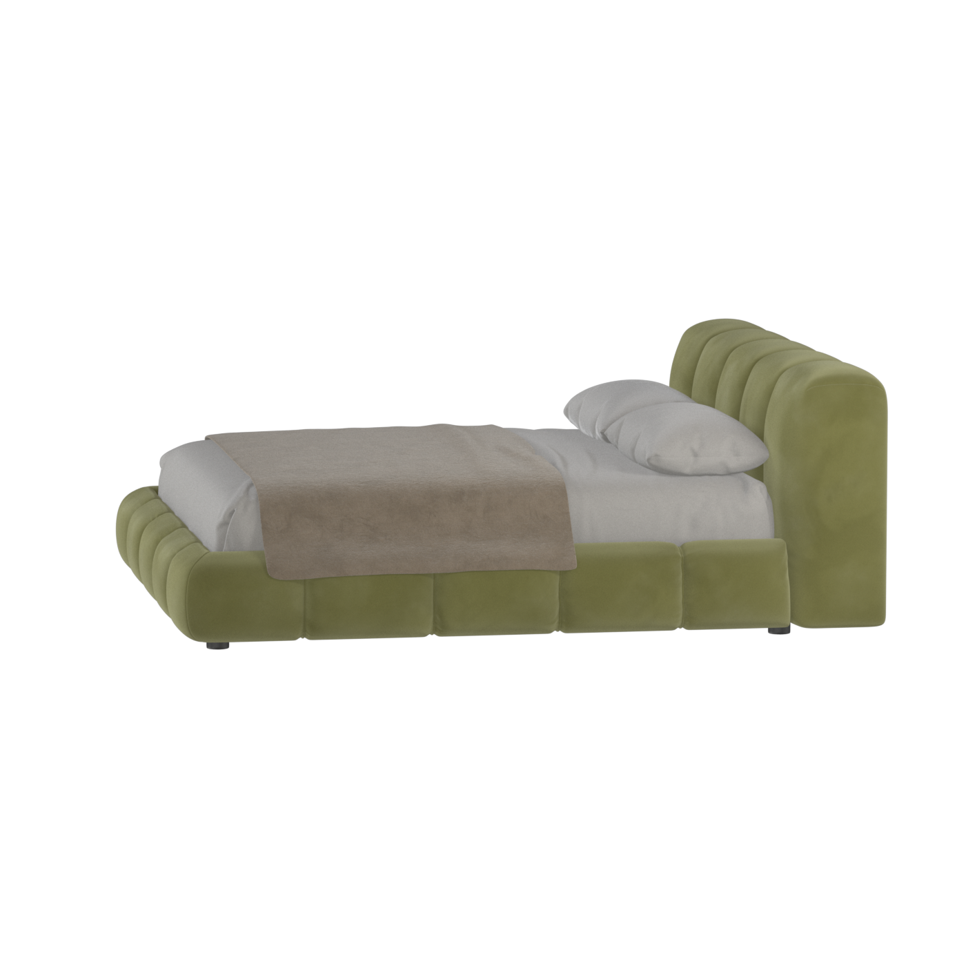 Fluffy Upholstered Bed Frame in Textured Bouclé