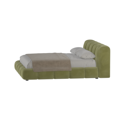Fluffy Upholstered Bed Frame in Textured Bouclé