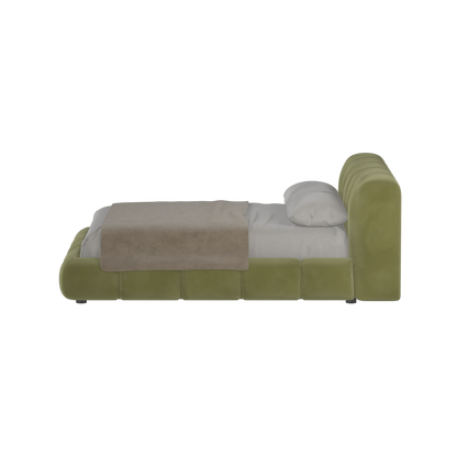 Fluffy Upholstered Bed Frame in Textured Bouclé