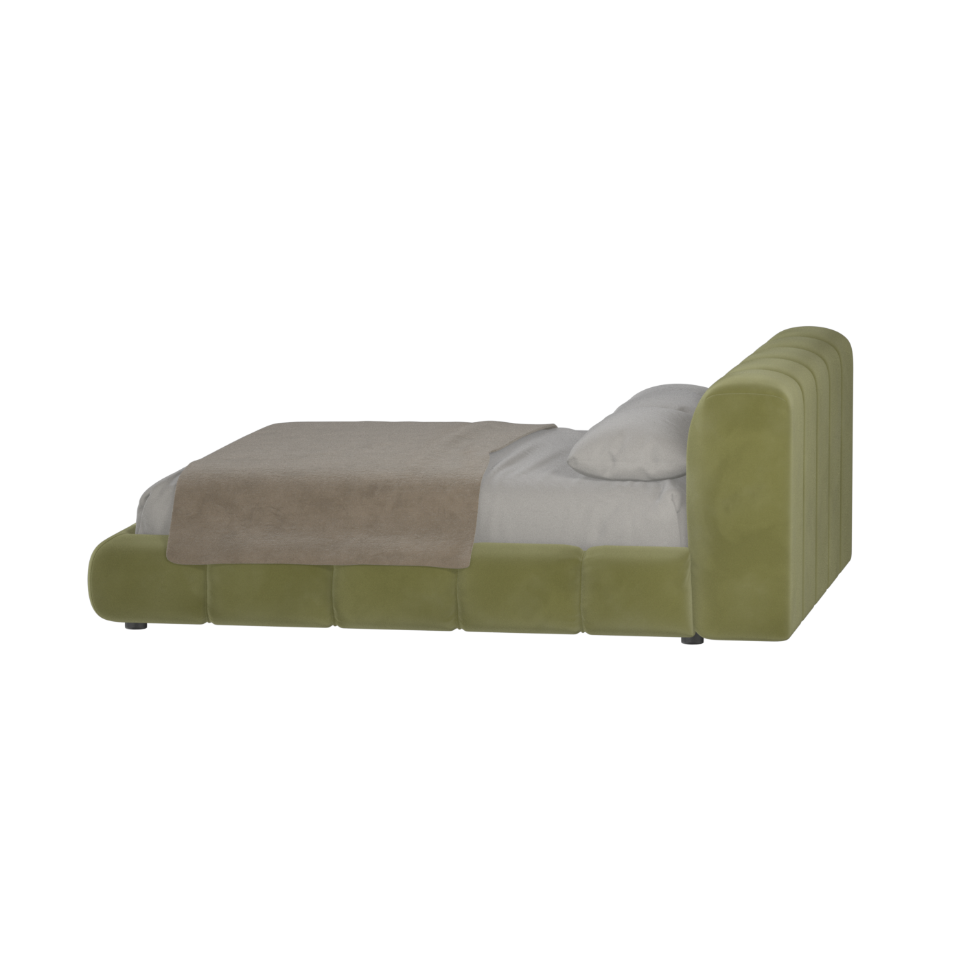 Fluffy Upholstered Bed Frame in Textured Bouclé