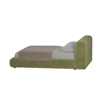 Fluffy Upholstered Bed Frame in Textured Bouclé