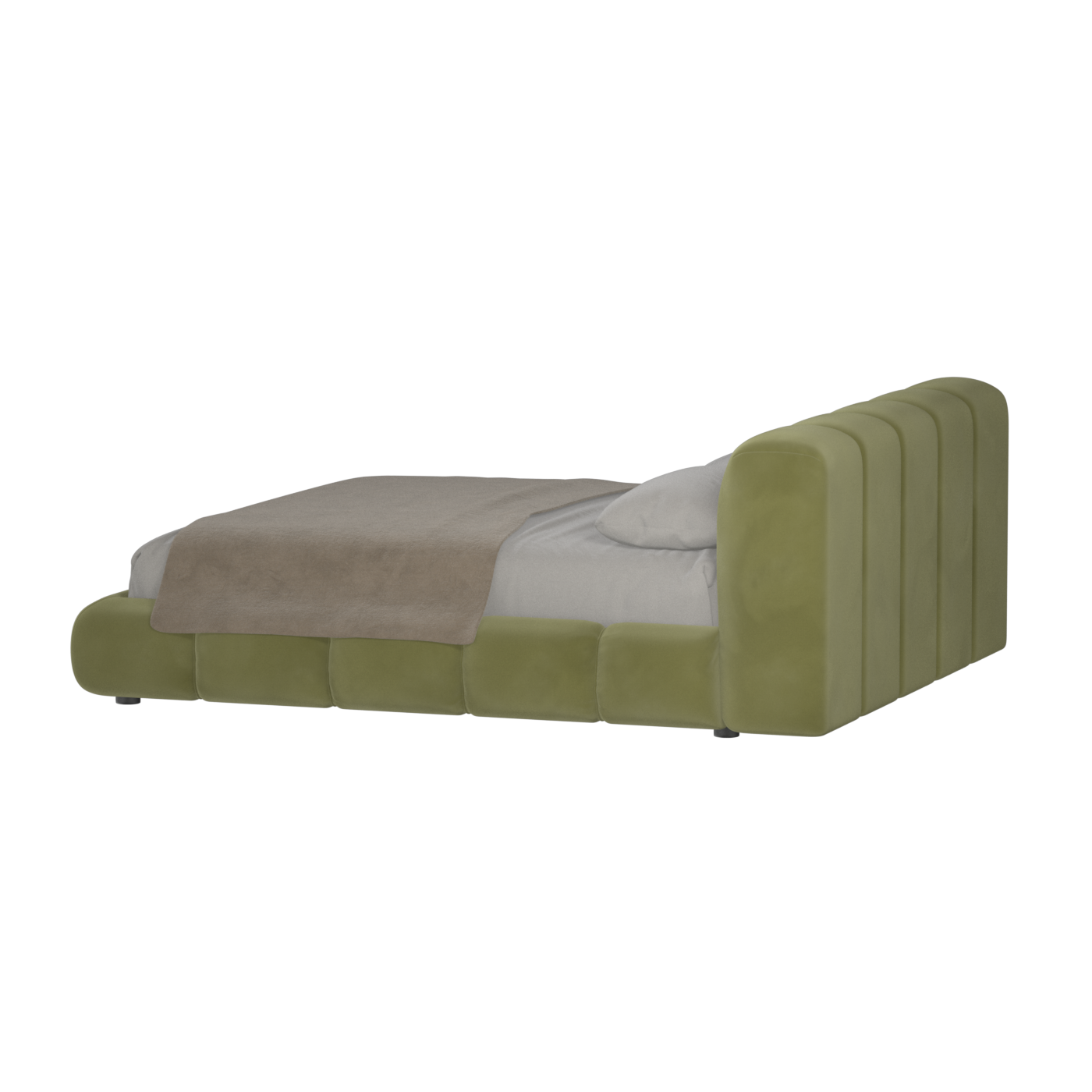 Fluffy Upholstered Bed Frame in Textured Bouclé