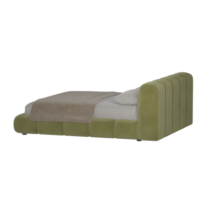 Fluffy Upholstered Bed Frame in Textured Bouclé