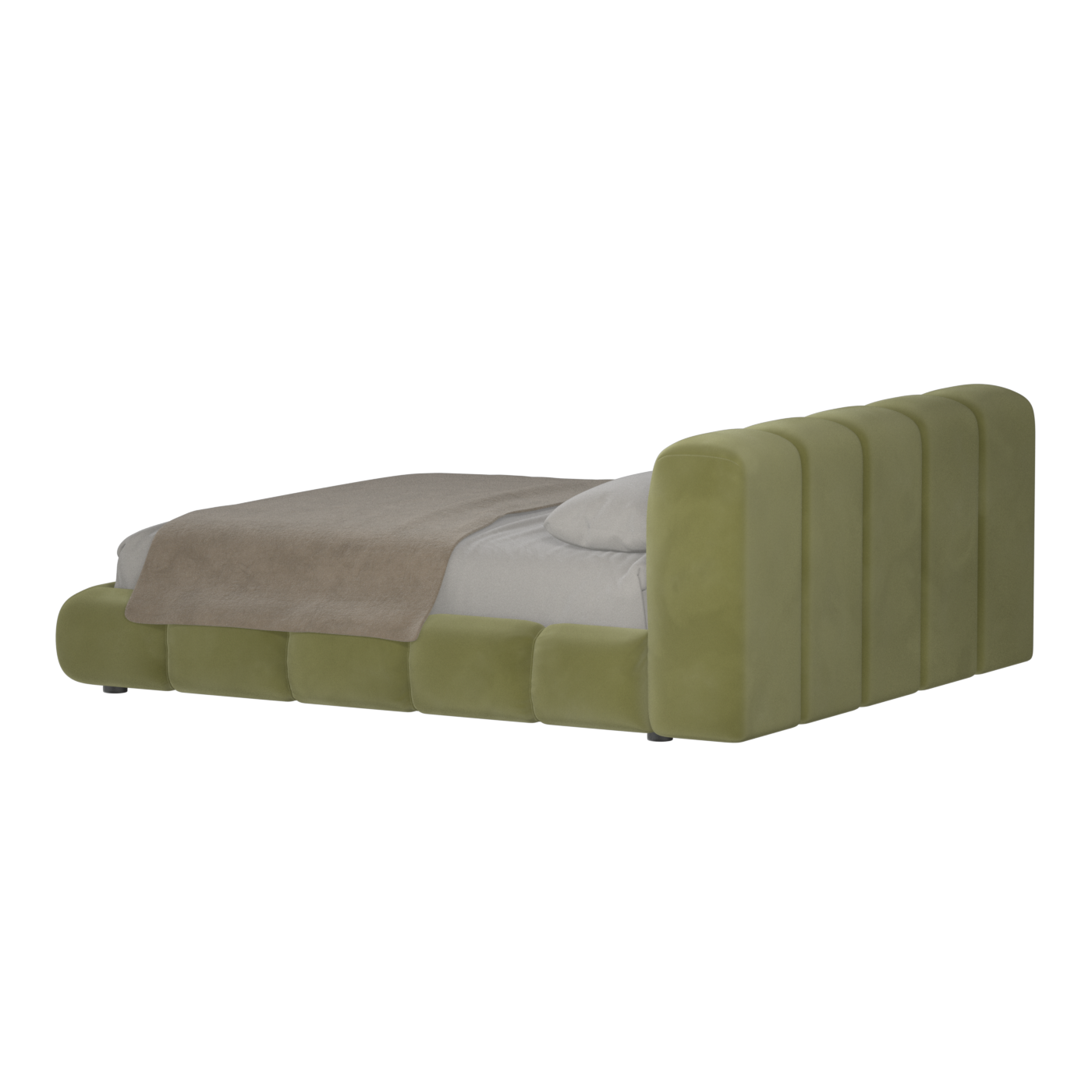Fluffy Upholstered Bed Frame in Textured Bouclé