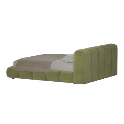 Fluffy Upholstered Bed Frame in Textured Bouclé