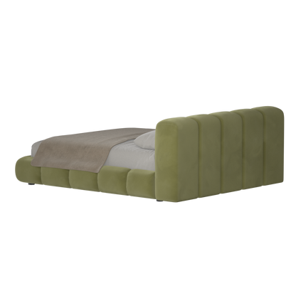 Fluffy Upholstered Bed Frame in Textured Bouclé