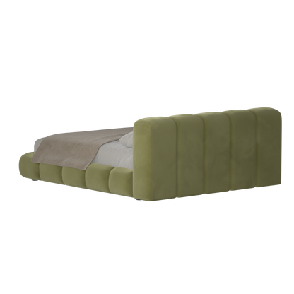 Fluffy Upholstered Bed Frame in Textured Bouclé