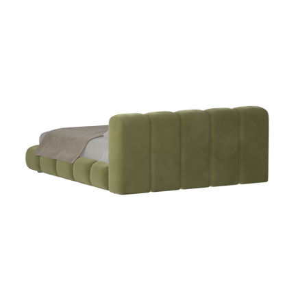 Fluffy Upholstered Bed Frame in Textured Bouclé