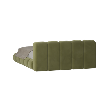 Fluffy Upholstered Bed Frame in Textured Bouclé
