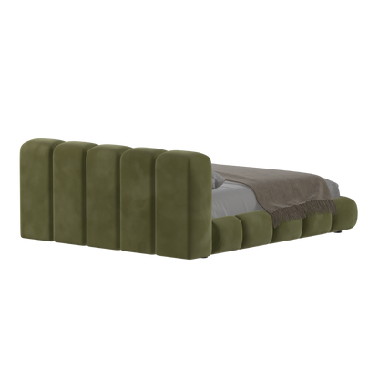 Fluffy Upholstered Bed Frame in Textured Bouclé