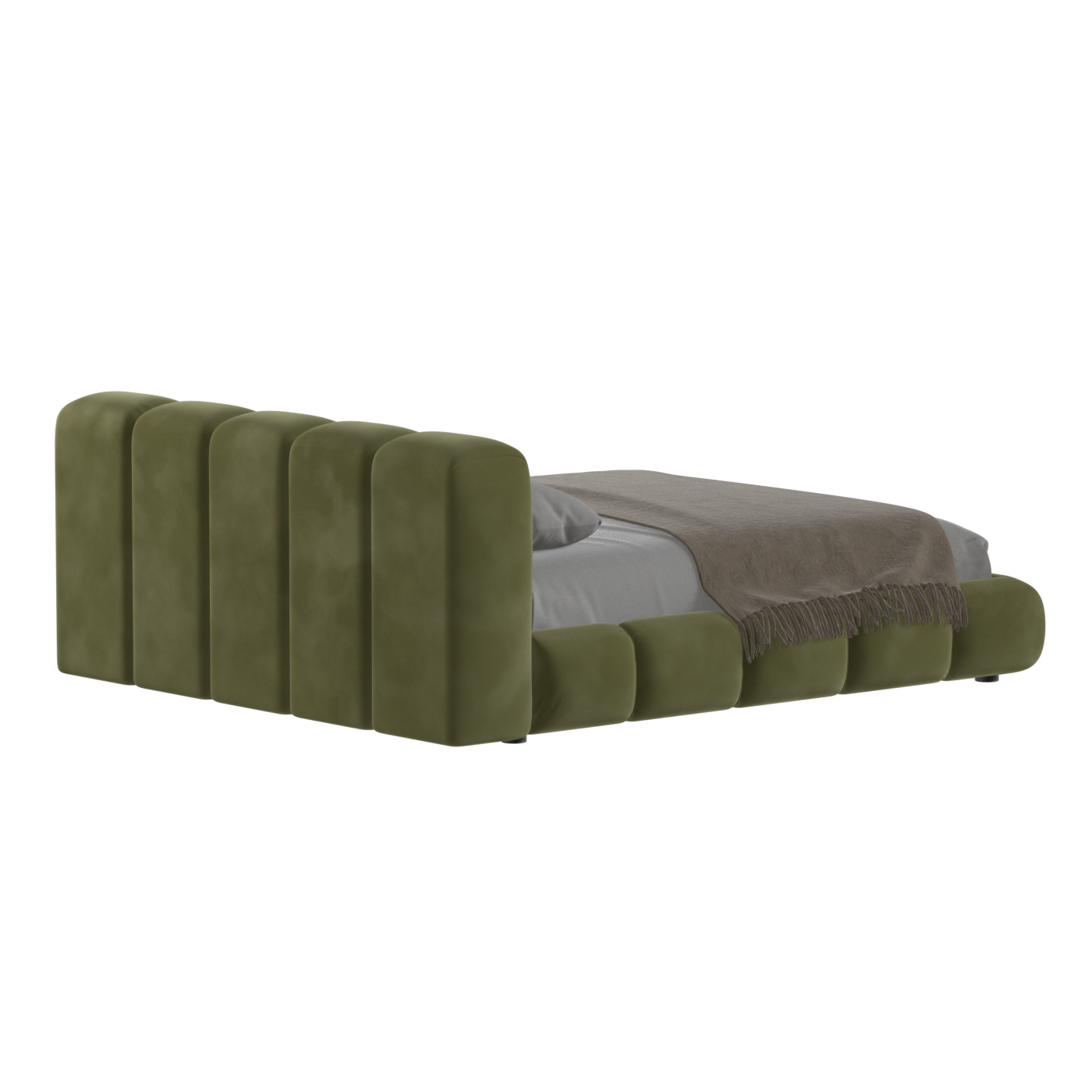 Fluffy Upholstered Bed Frame in Textured Bouclé