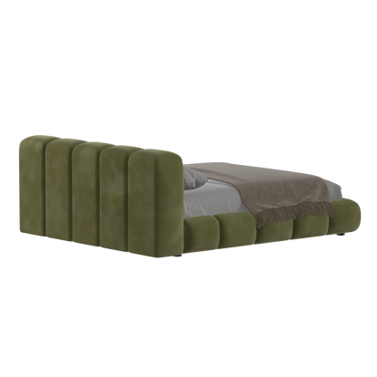 Fluffy Upholstered Bed Frame in Textured Bouclé