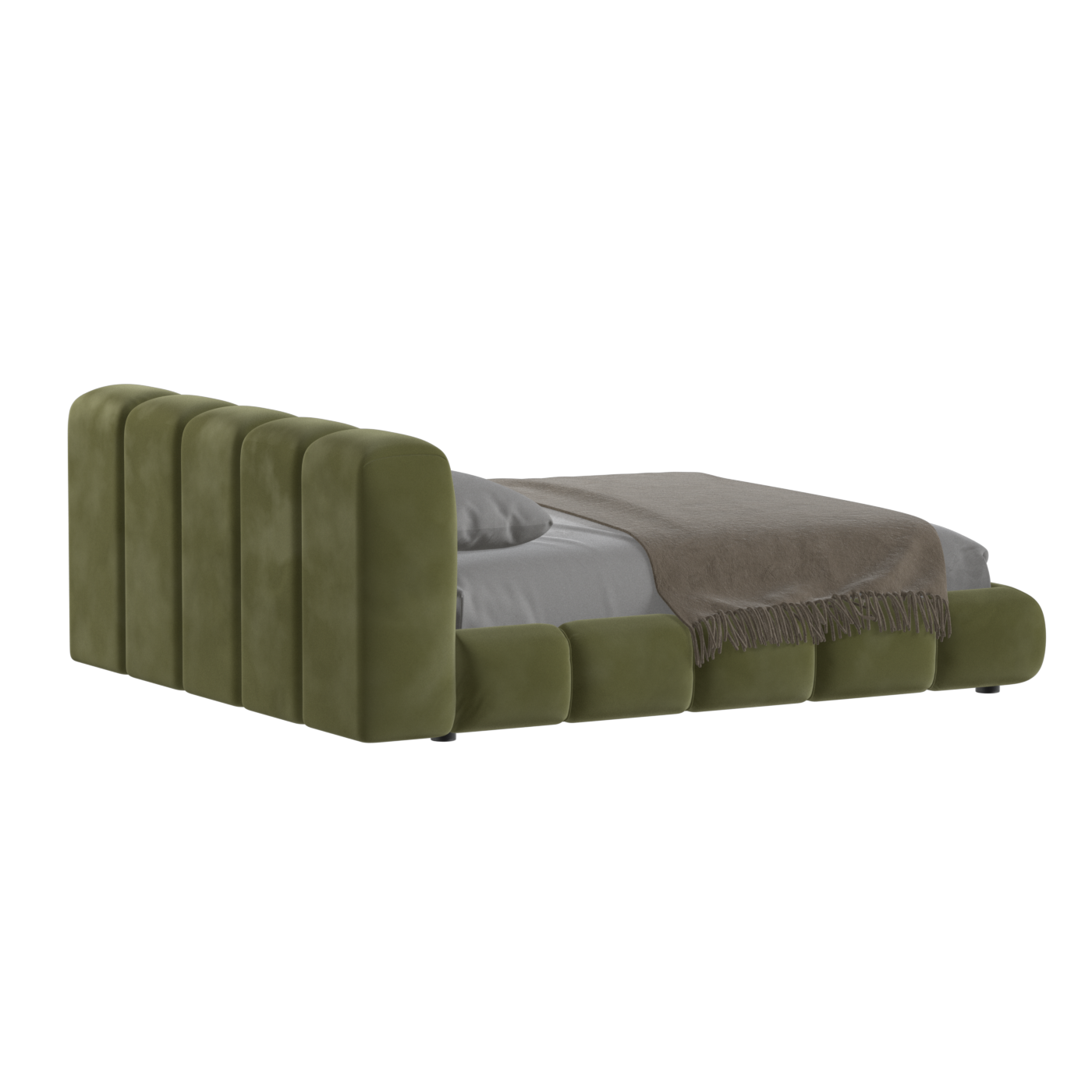 Fluffy Upholstered Bed Frame in Textured Bouclé