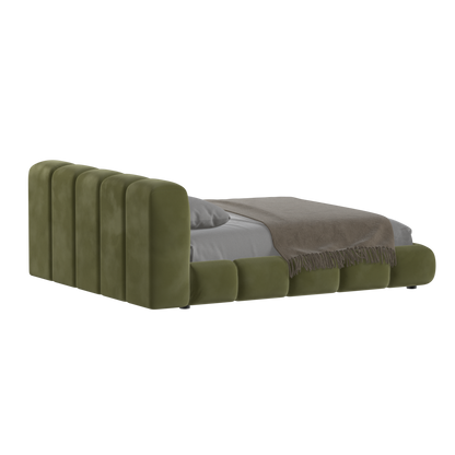 Fluffy Upholstered Bed Frame in Textured Bouclé