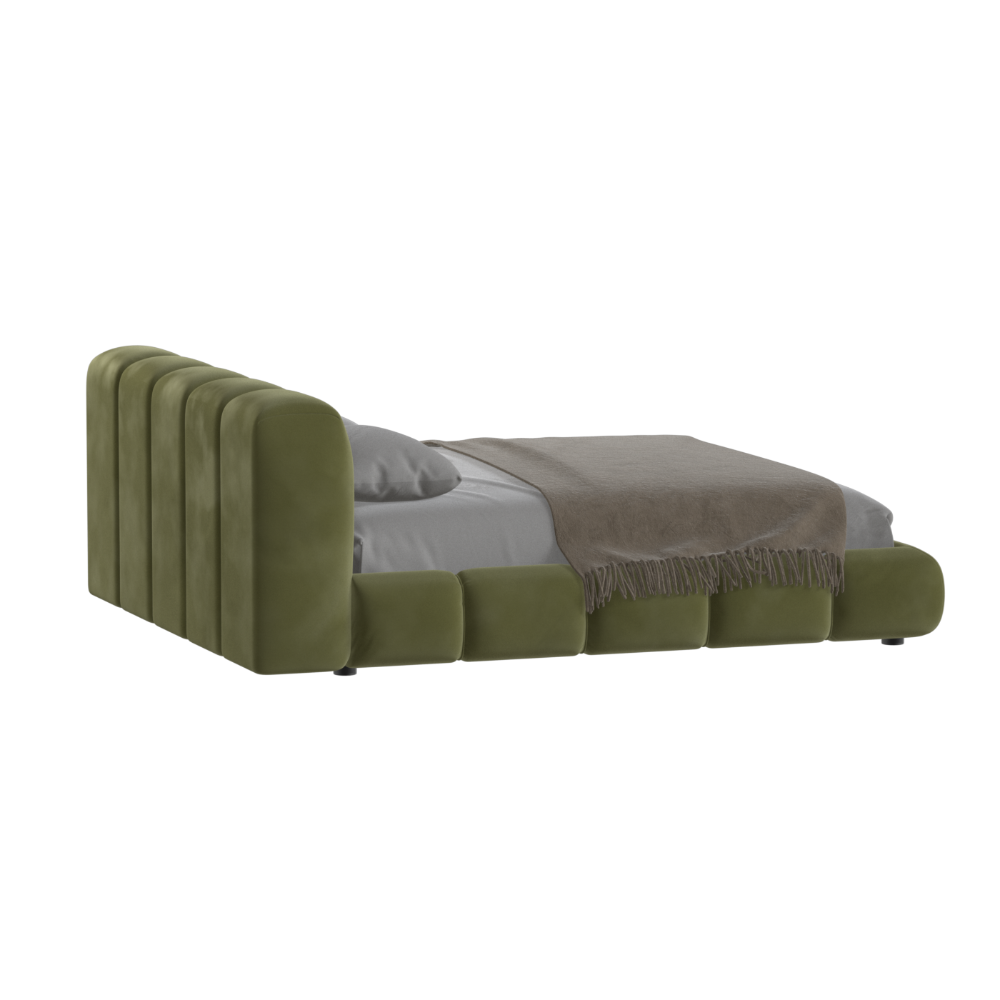 Fluffy Upholstered Bed Frame in Textured Bouclé
