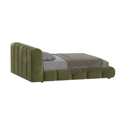 Fluffy Upholstered Bed Frame in Textured Bouclé
