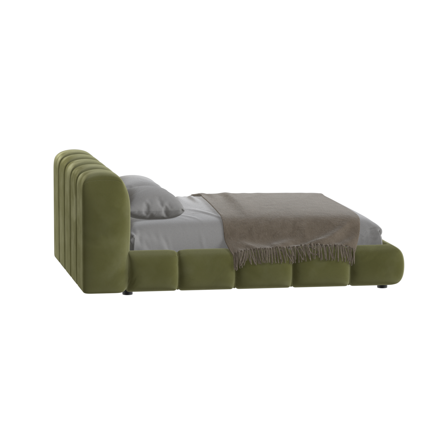 Fluffy Upholstered Bed Frame in Textured Bouclé