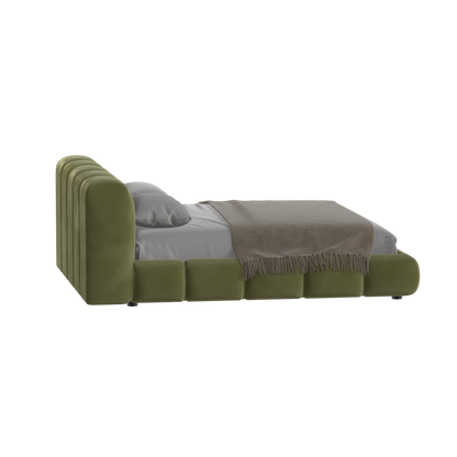 Fluffy Upholstered Bed Frame in Textured Bouclé