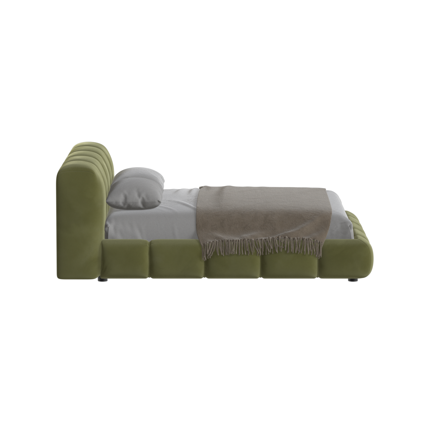 Fluffy Upholstered Bed Frame in Textured Bouclé
