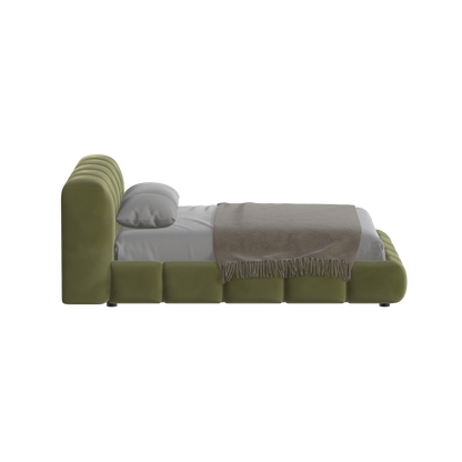 Fluffy Upholstered Bed Frame in Textured Bouclé