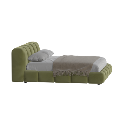 Fluffy Upholstered Bed Frame in Textured Bouclé