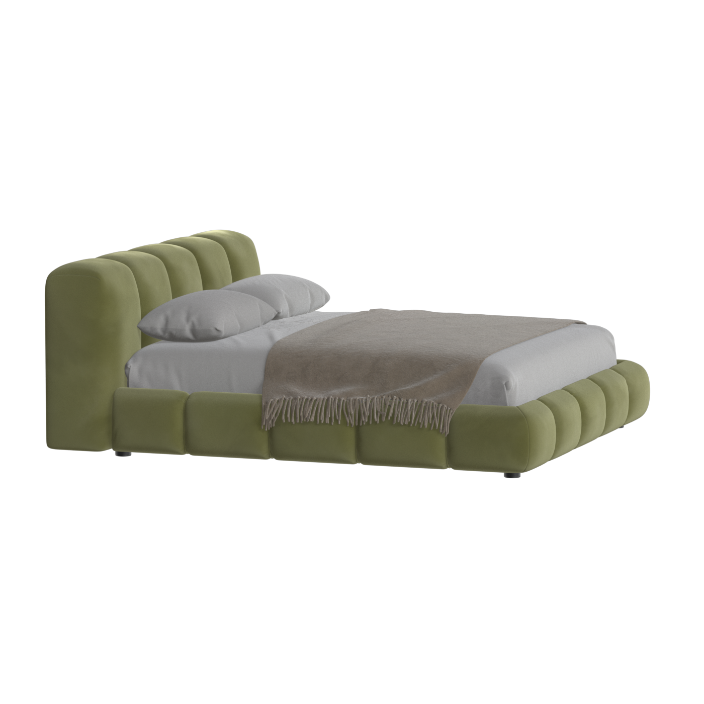 Fluffy Upholstered Bed Frame in Textured Bouclé