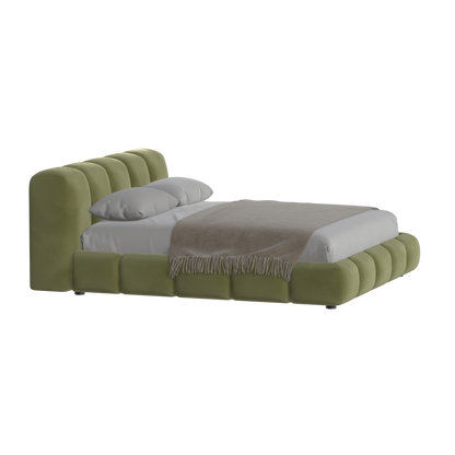 Fluffy Upholstered Bed Frame in Textured Bouclé