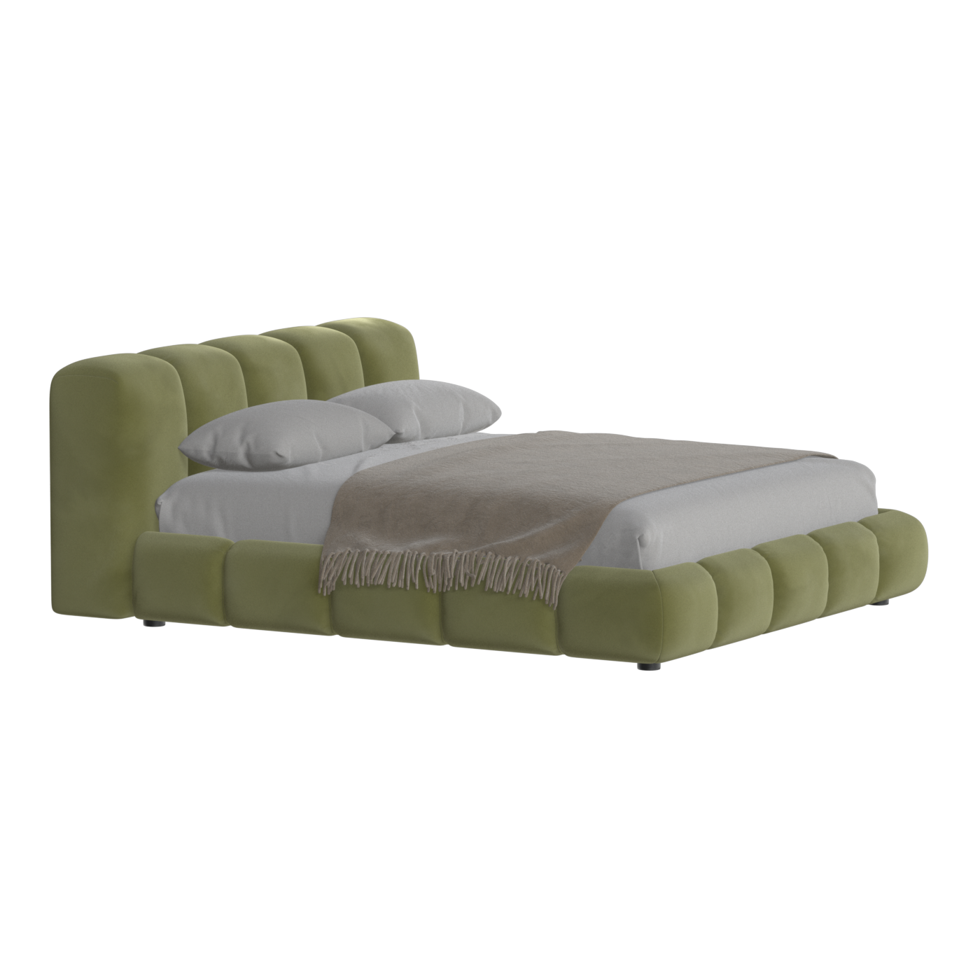 Fluffy Upholstered Bed Frame in Textured Bouclé