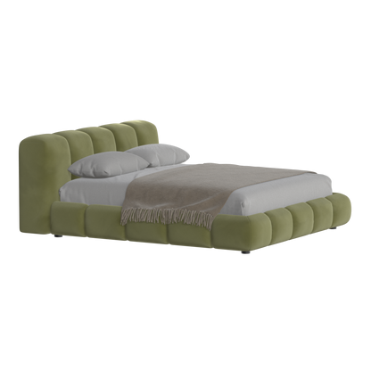 Fluffy Upholstered Bed Frame in Textured Bouclé