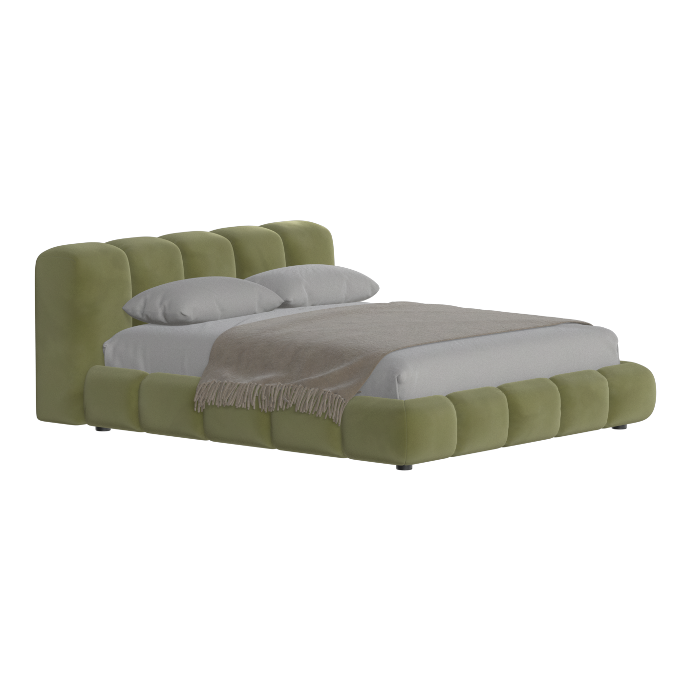 Fluffy Upholstered Bed Frame in Textured Bouclé