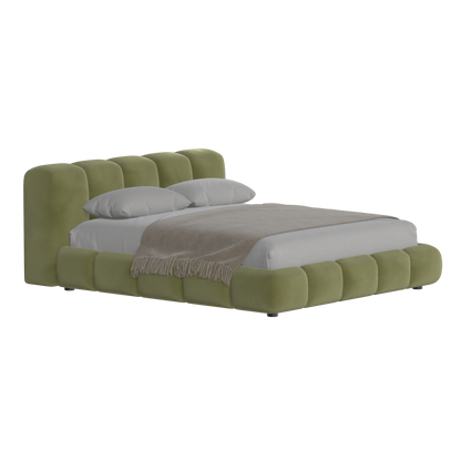 Fluffy Upholstered Bed Frame in Textured Bouclé