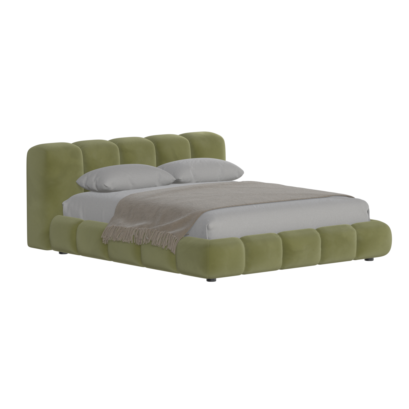 Fluffy Upholstered Bed Frame in Textured Bouclé