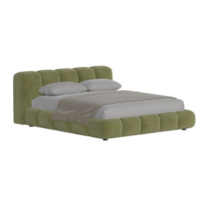 Fluffy Upholstered Bed Frame in Textured Bouclé