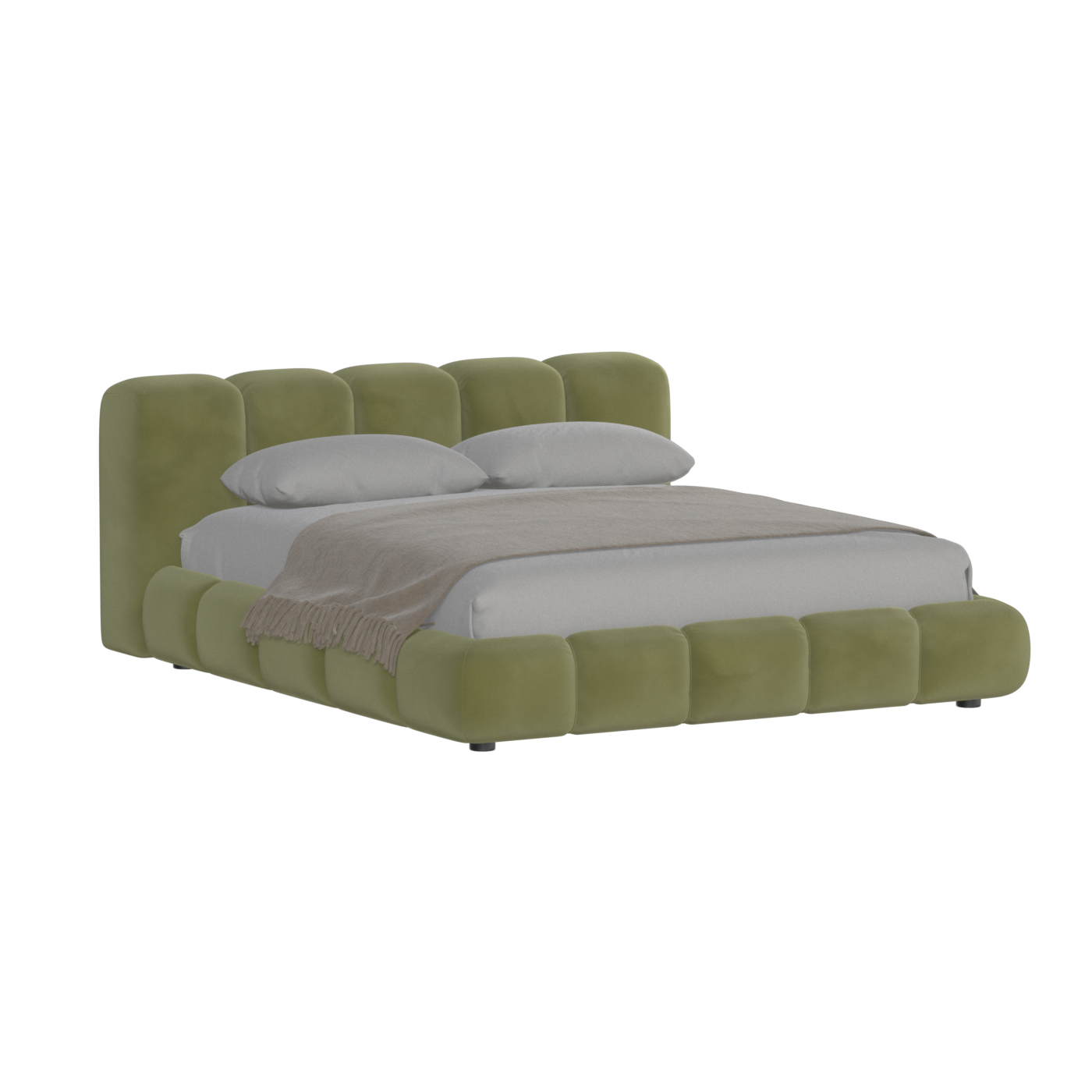 Fluffy Upholstered Bed Frame in Textured Bouclé