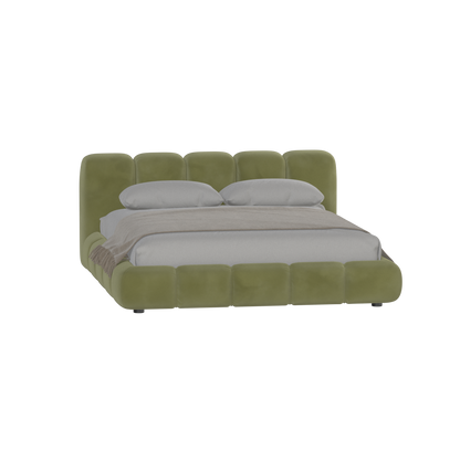 Fluffy Upholstered Bed Frame in Textured Bouclé