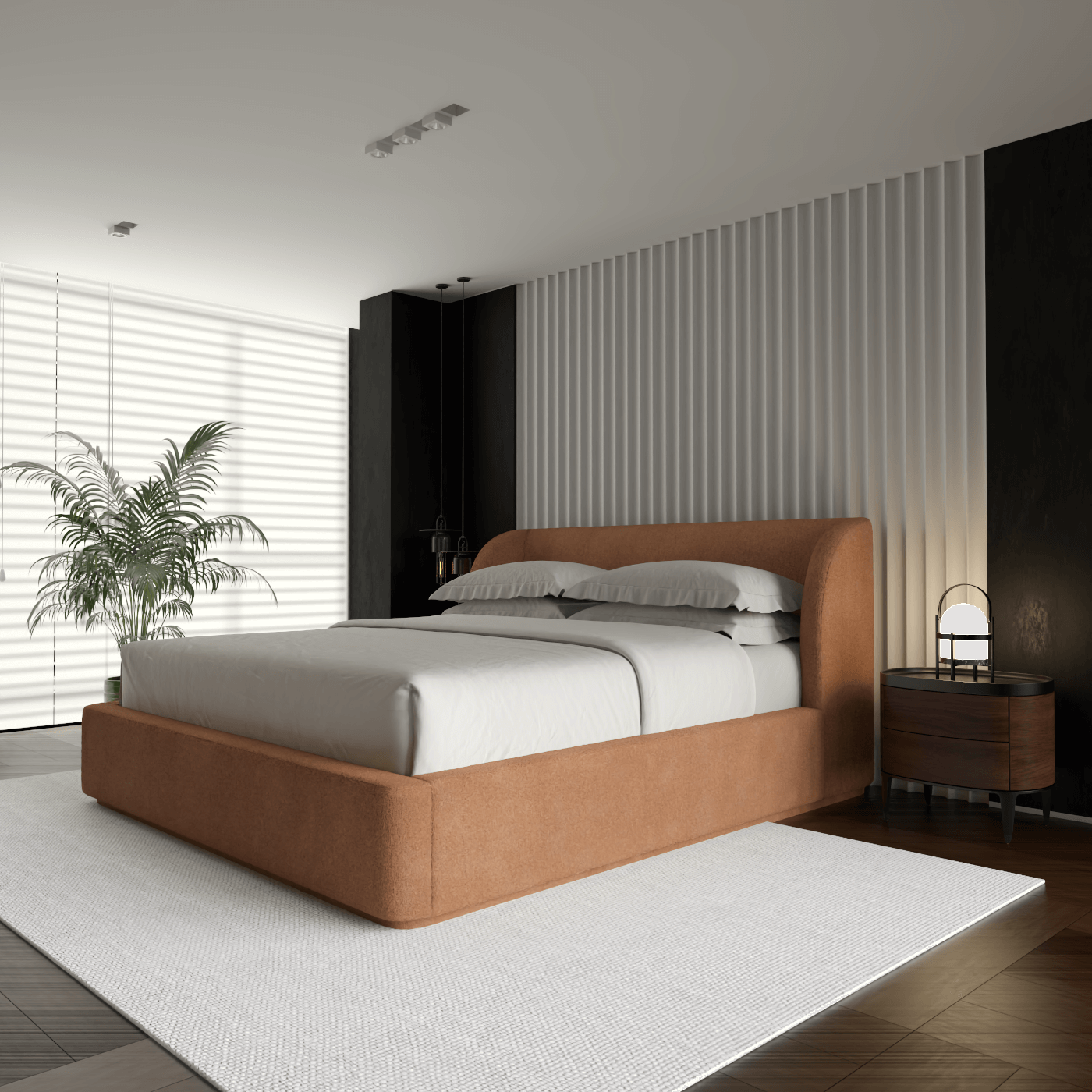 Giacomo Double Bed with Wide Panelled Headboard