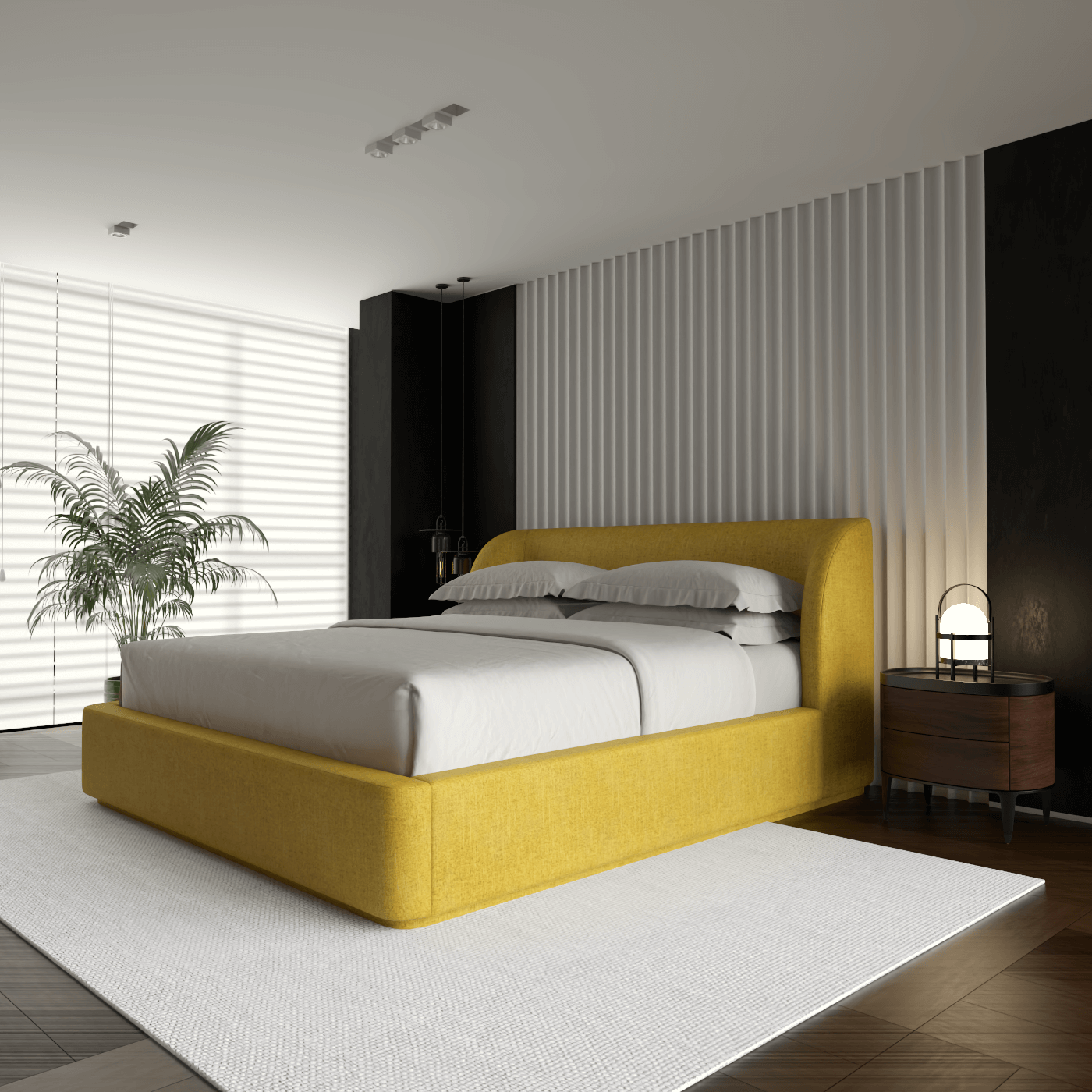 Giacomo Double Bed with Wide Panelled Headboard