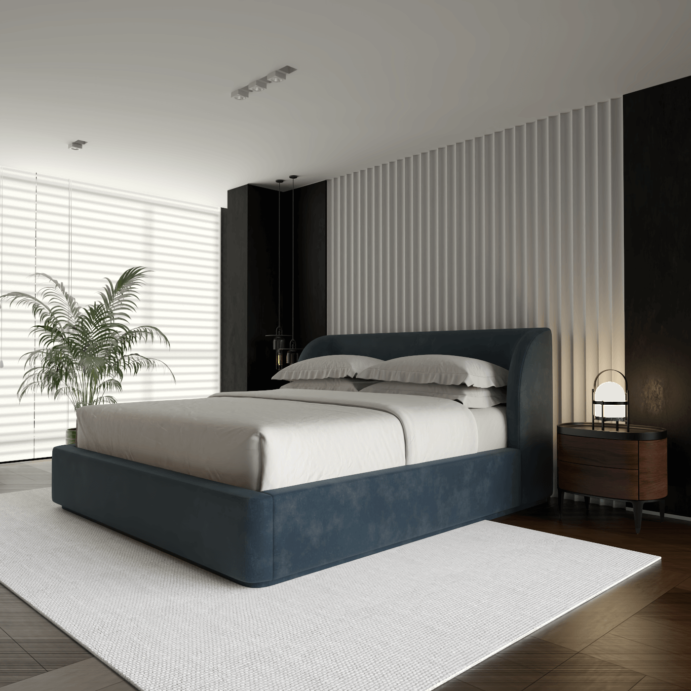 Giacomo Double Bed with Wide Panelled Headboard
