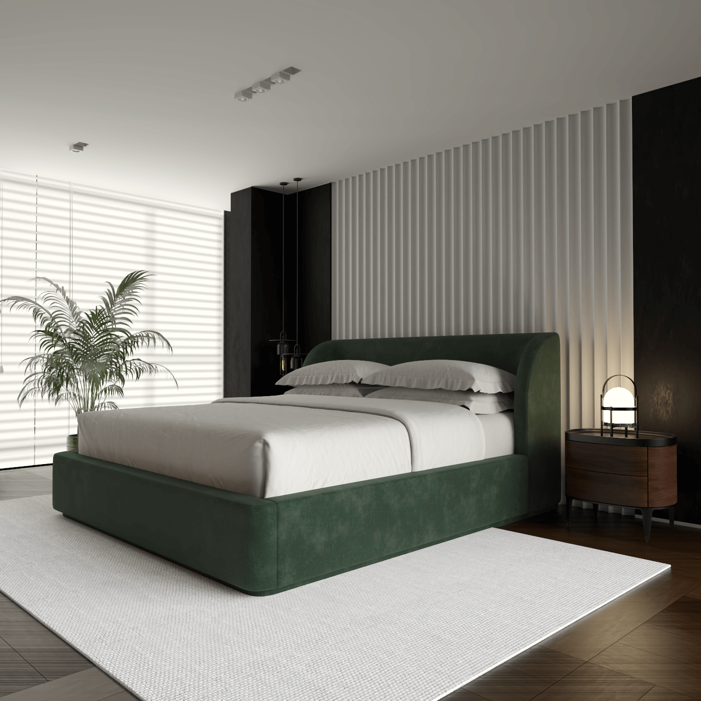 Giacomo Double Bed with Wide Panelled Headboard