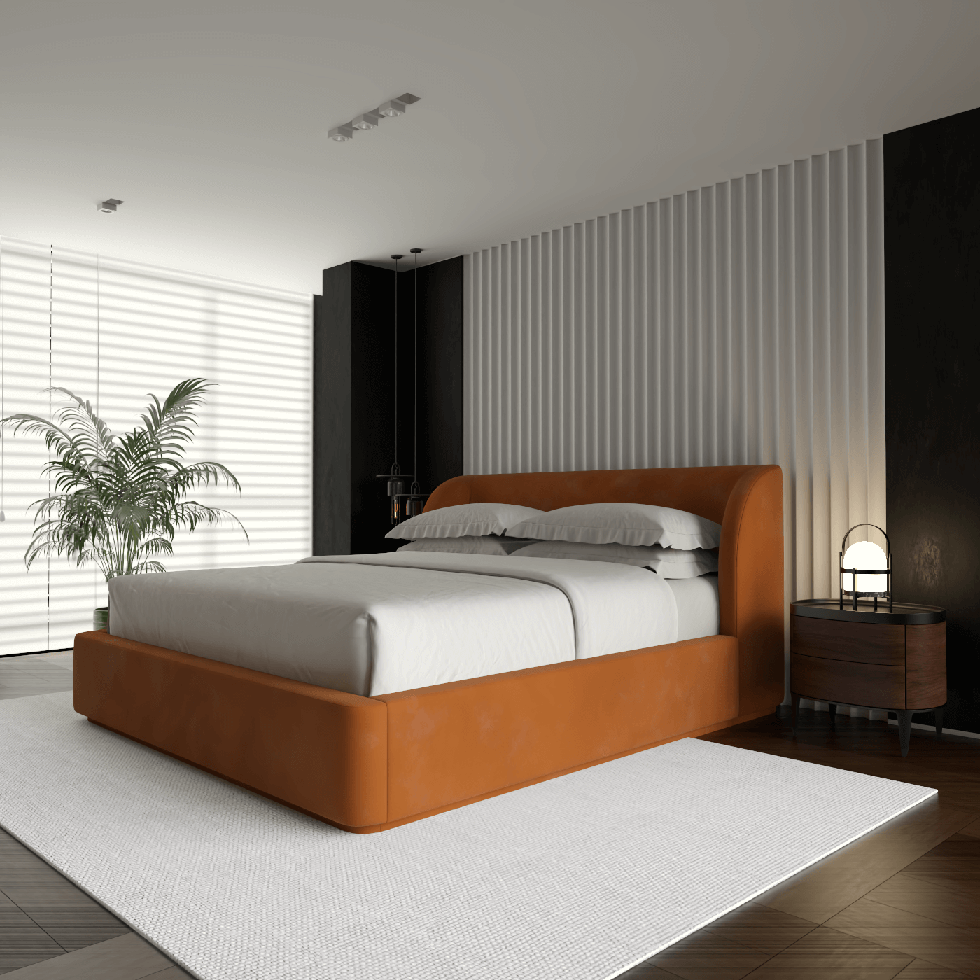 Giacomo Double Bed with Wide Panelled Headboard