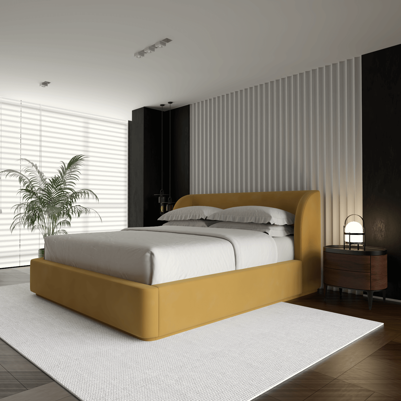 Giacomo Double Bed with Wide Panelled Headboard