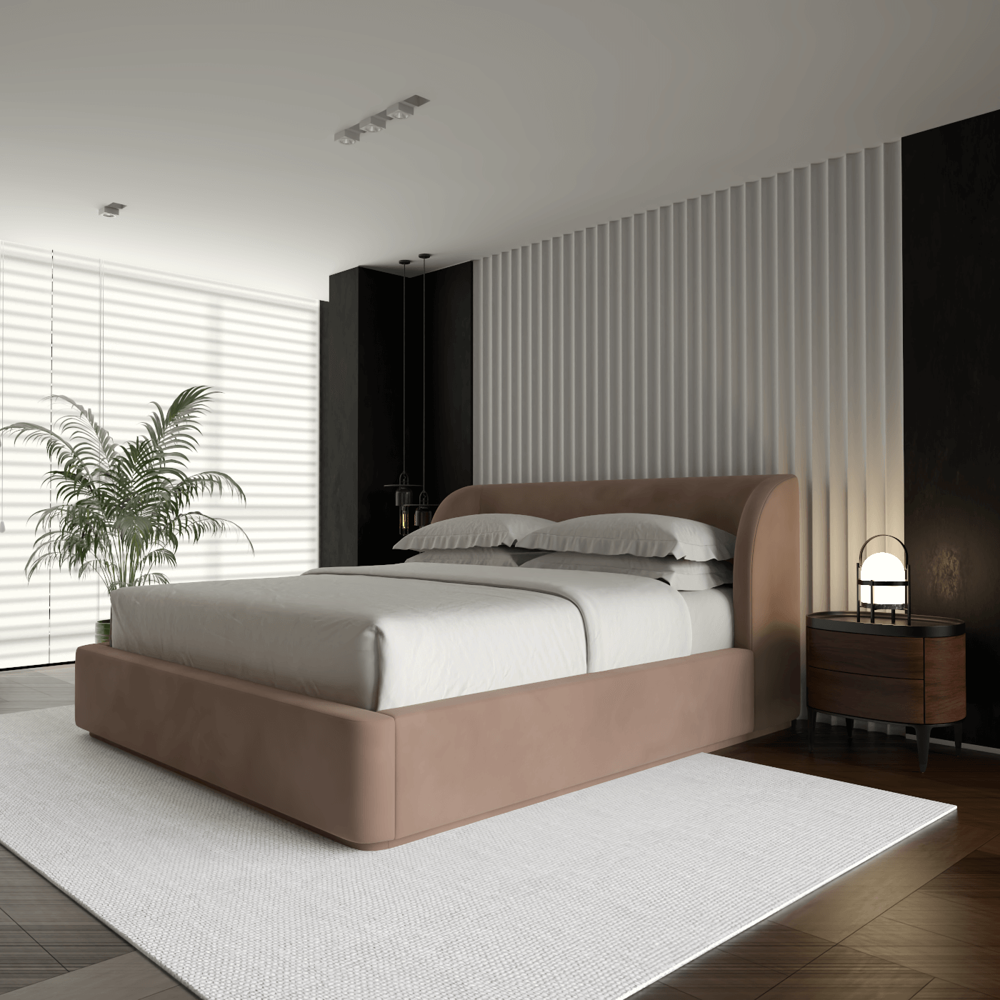 Giacomo Double Bed with Wide Panelled Headboard