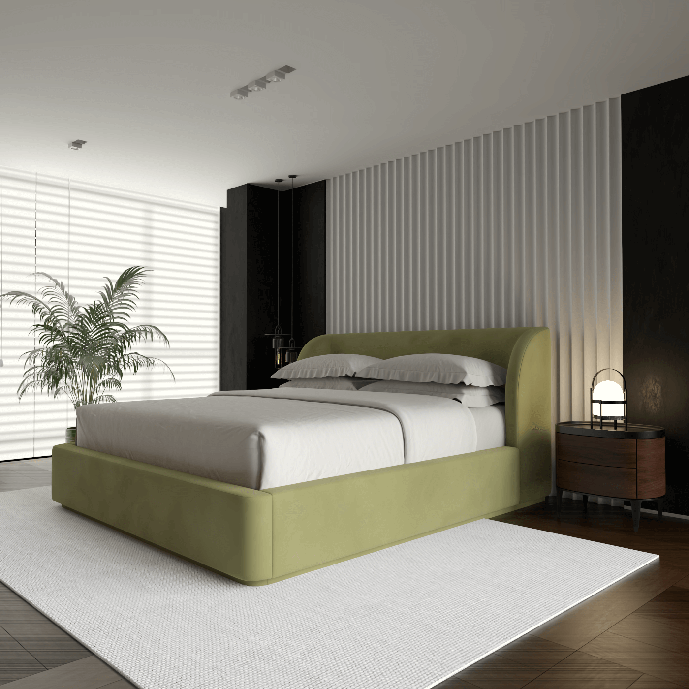 Giacomo Double Bed with Wide Panelled Headboard