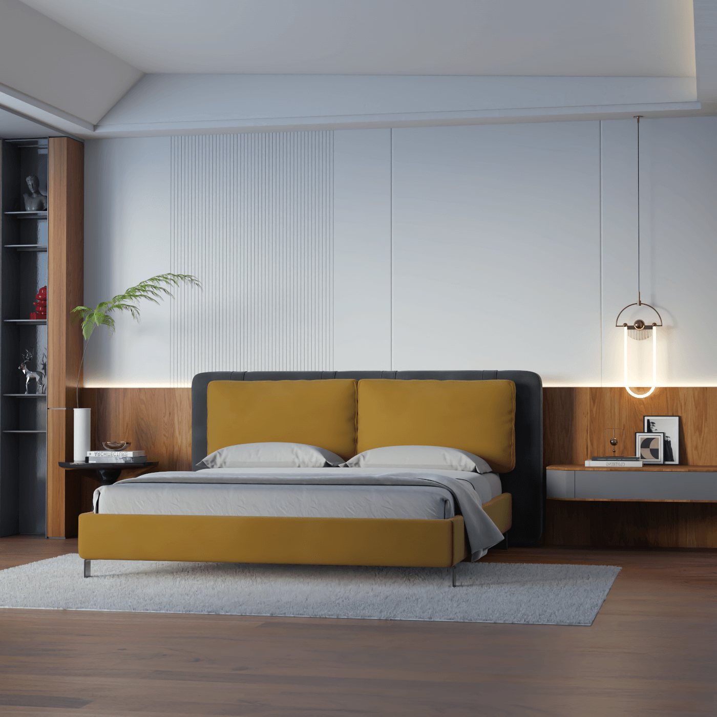 Giovanna Double Bed with Elegant Headboard